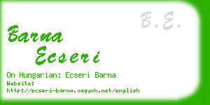 barna ecseri business card